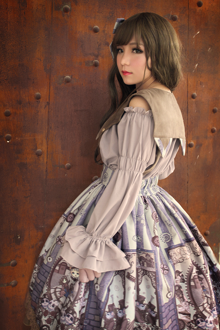 Steam Punk Cat Detachable Shoulder Strap Lolita Overskirt