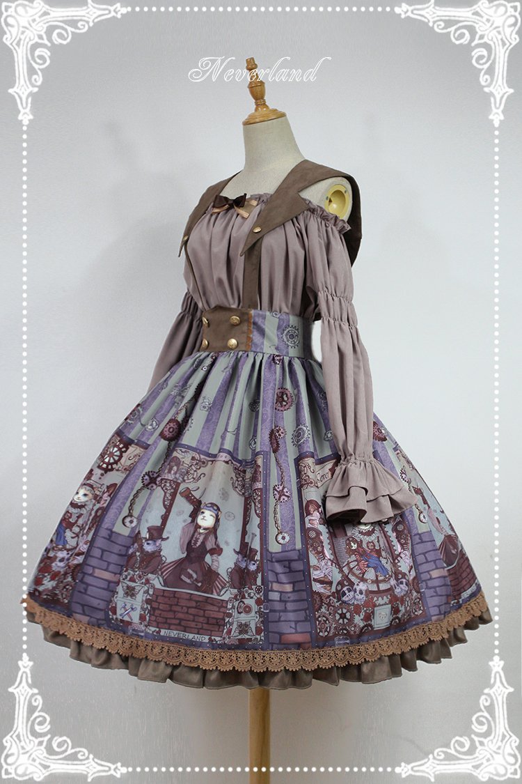 Steam Punk Cat Detachable Shoulder Strap Lolita Overskirt