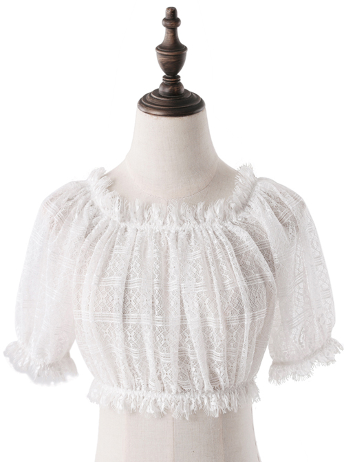 Strapless Bubble Sleeve Lace Short Lolita Shirt