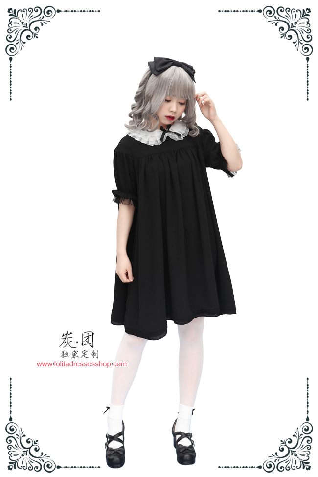 The Antique Baby Dark Sense Short Sleeved Chiffon Lolita Dress