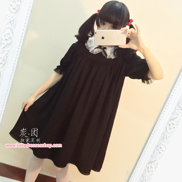 The Antique Baby Dark Sense Short Sleeved Chiffon Lolita Dress