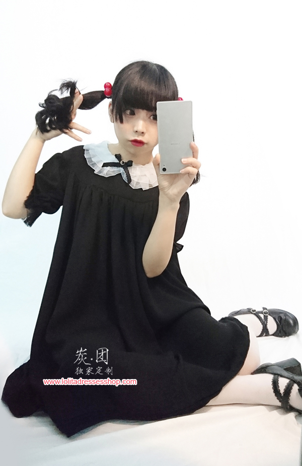 The Antique Baby Dark Sense Short Sleeved Chiffon Lolita Dress