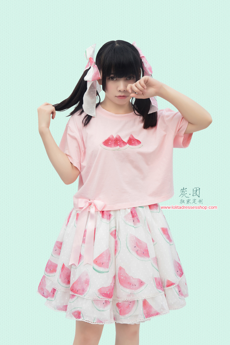 Cool Watermelon Printing Chiffon Lolita Skirt