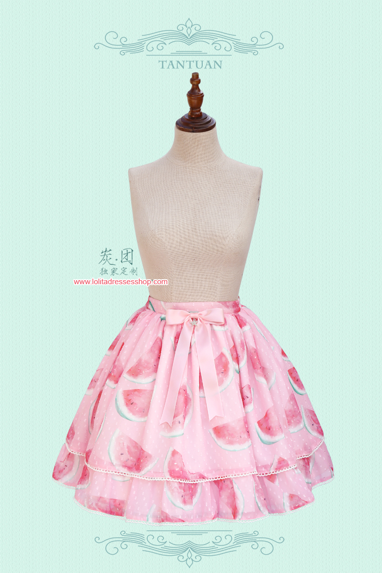 Cool Watermelon Printing Chiffon Lolita Skirt