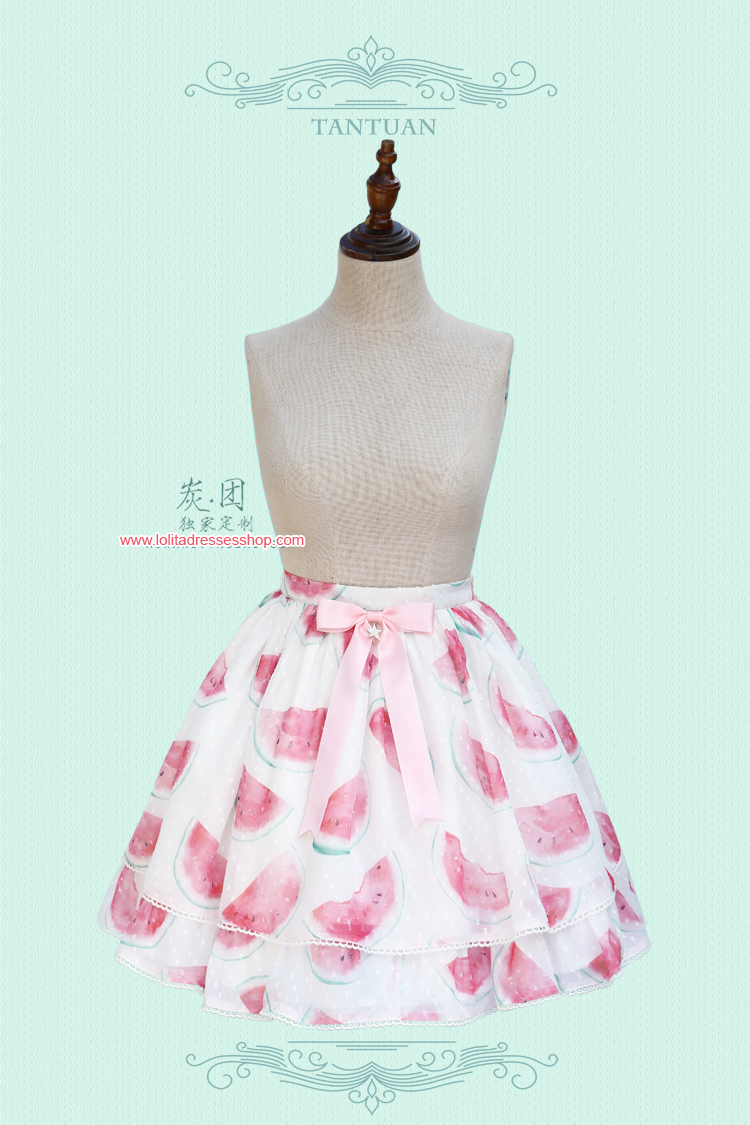 Cool Watermelon Printing Chiffon Lolita Skirt