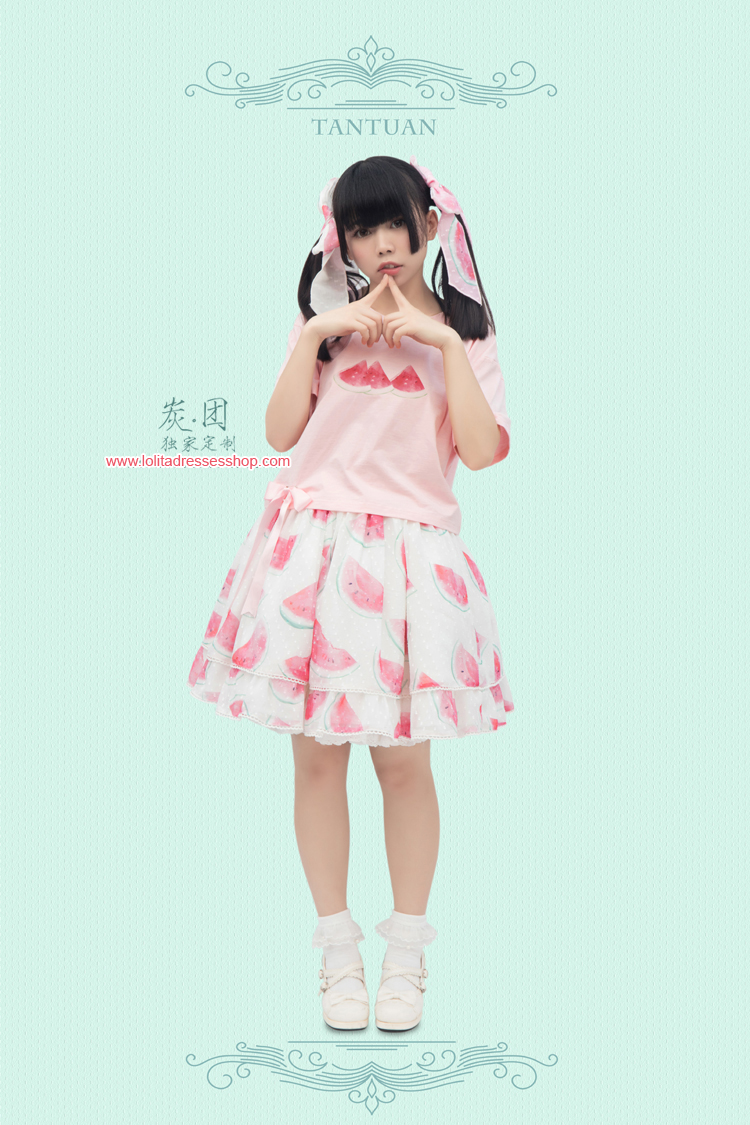 Cool Watermelon Printing Chiffon Lolita Skirt