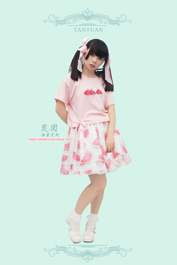 Cool Watermelon Printing Chiffon Lolita Skirt