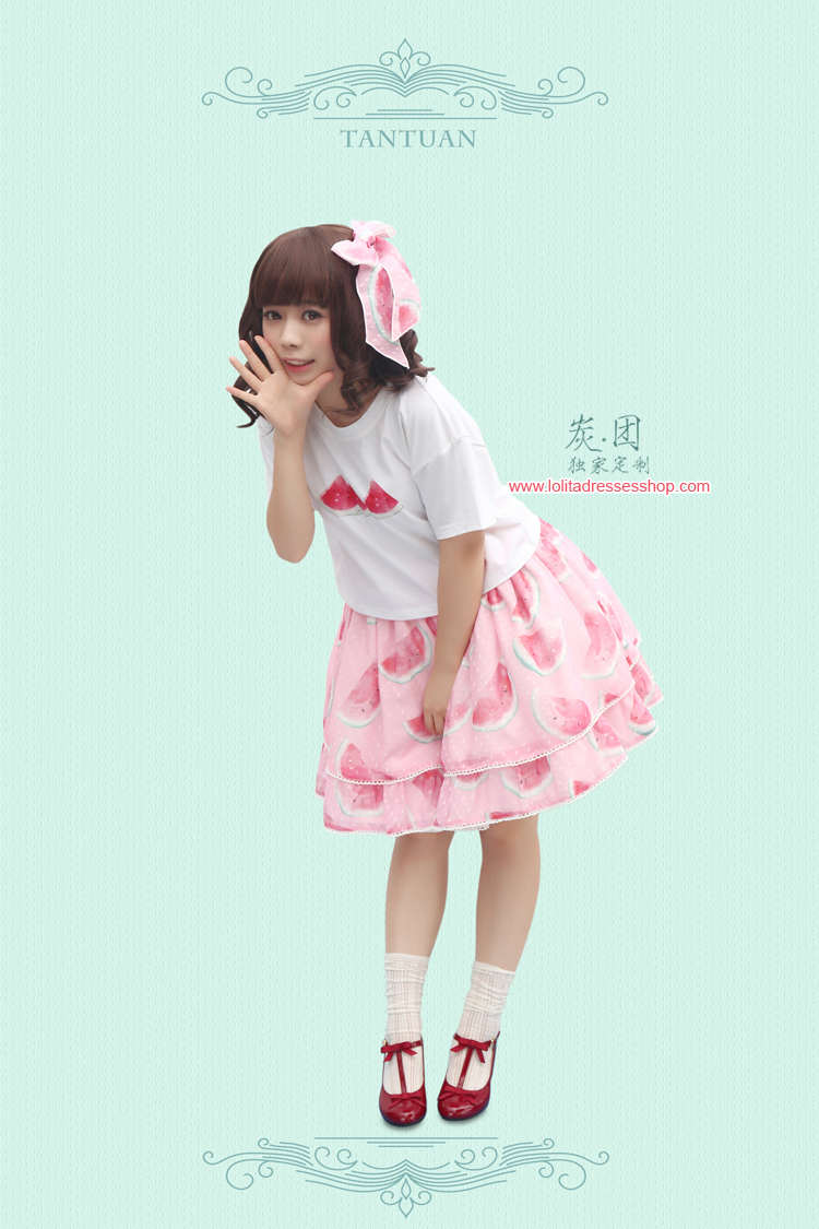 Cool Watermelon Printing Chiffon Lolita Skirt