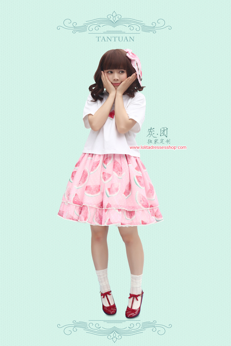 Cool Watermelon Printing Chiffon Lolita Skirt