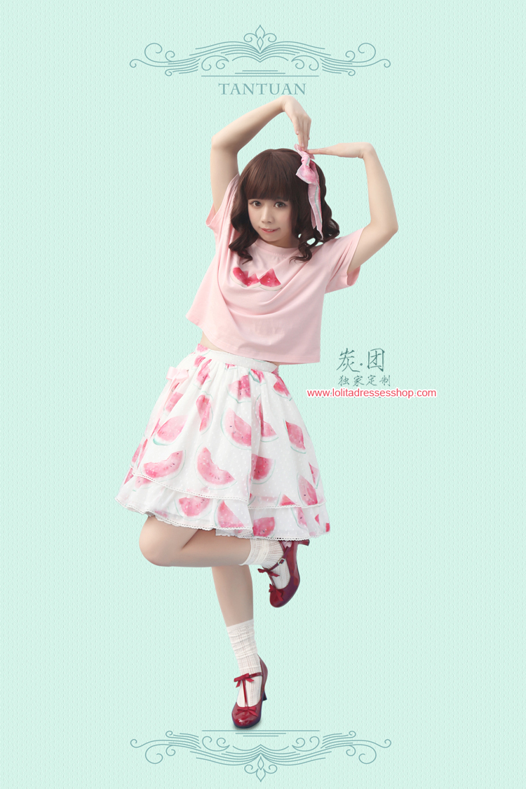 Cool Watermelon Printing Chiffon Lolita Skirt