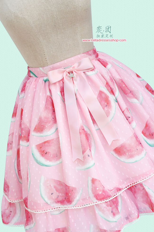 Cool Watermelon Printing Chiffon Lolita Skirt