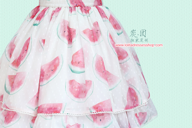 Cool Watermelon Printing Chiffon Lolita Skirt