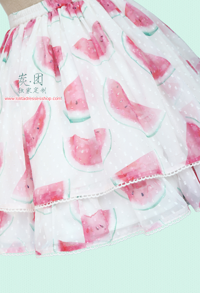Cool Watermelon Printing Chiffon Lolita Skirt