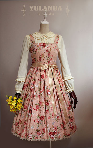 Four Colors Camellias Dark Bands Lolita Dress