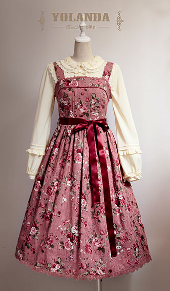 Four Colors Camellias Dark Bands Lolita Dress
