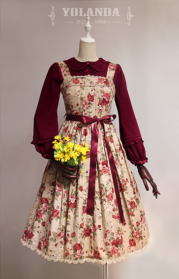 Four Colors Camellias Dark Bands Lolita Dress