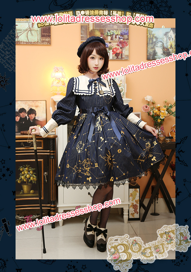 Astrology Series Classical Style Gilding Long Sleeve Lolita OP