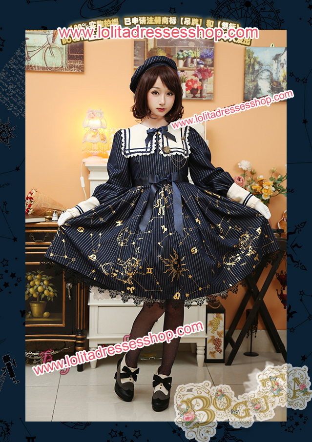 Astrology Series Classical Style Gilding Long Sleeve Lolita OP