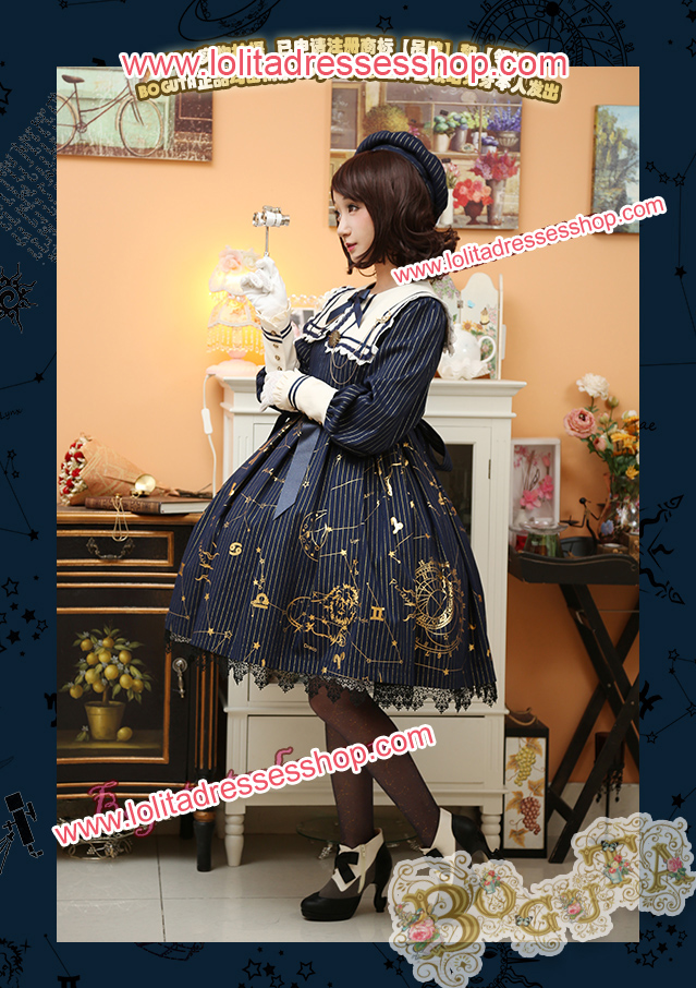 Astrology Series Classical Style Gilding Long Sleeve Lolita OP