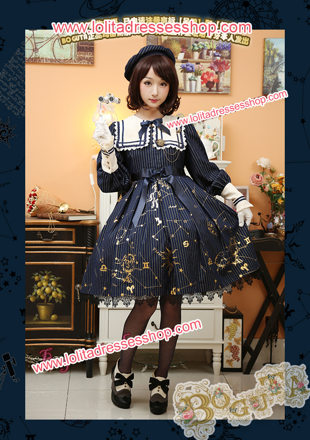 Astrology Series Classical Style Gilding Long Sleeve Lolita OP