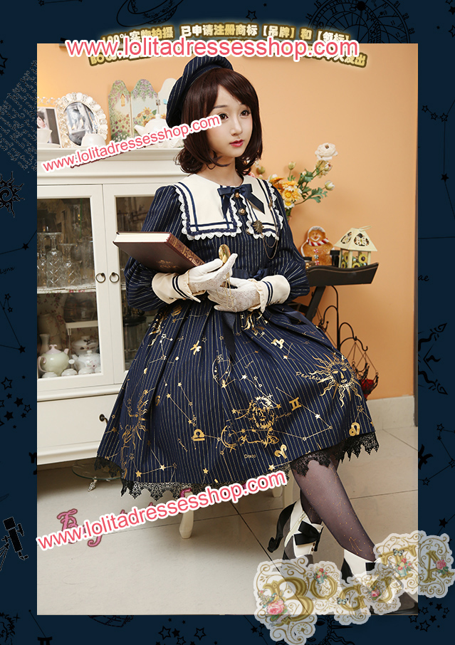 Astrology Series Classical Style Gilding Long Sleeve Lolita OP