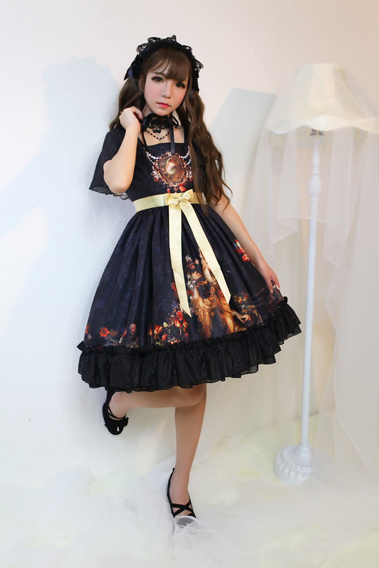 Song Of Time Printing Short Sleeve Lolita OP