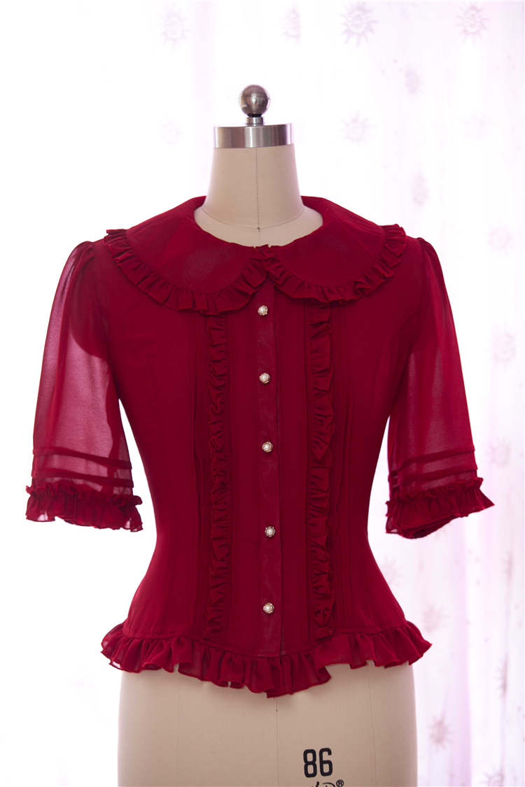 High-end Vintage Chiffon Princess Wind Slim Lolita Blouse