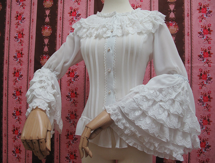 Vintage Princess Wind Slim Lace Chiffon Lolita Blouse