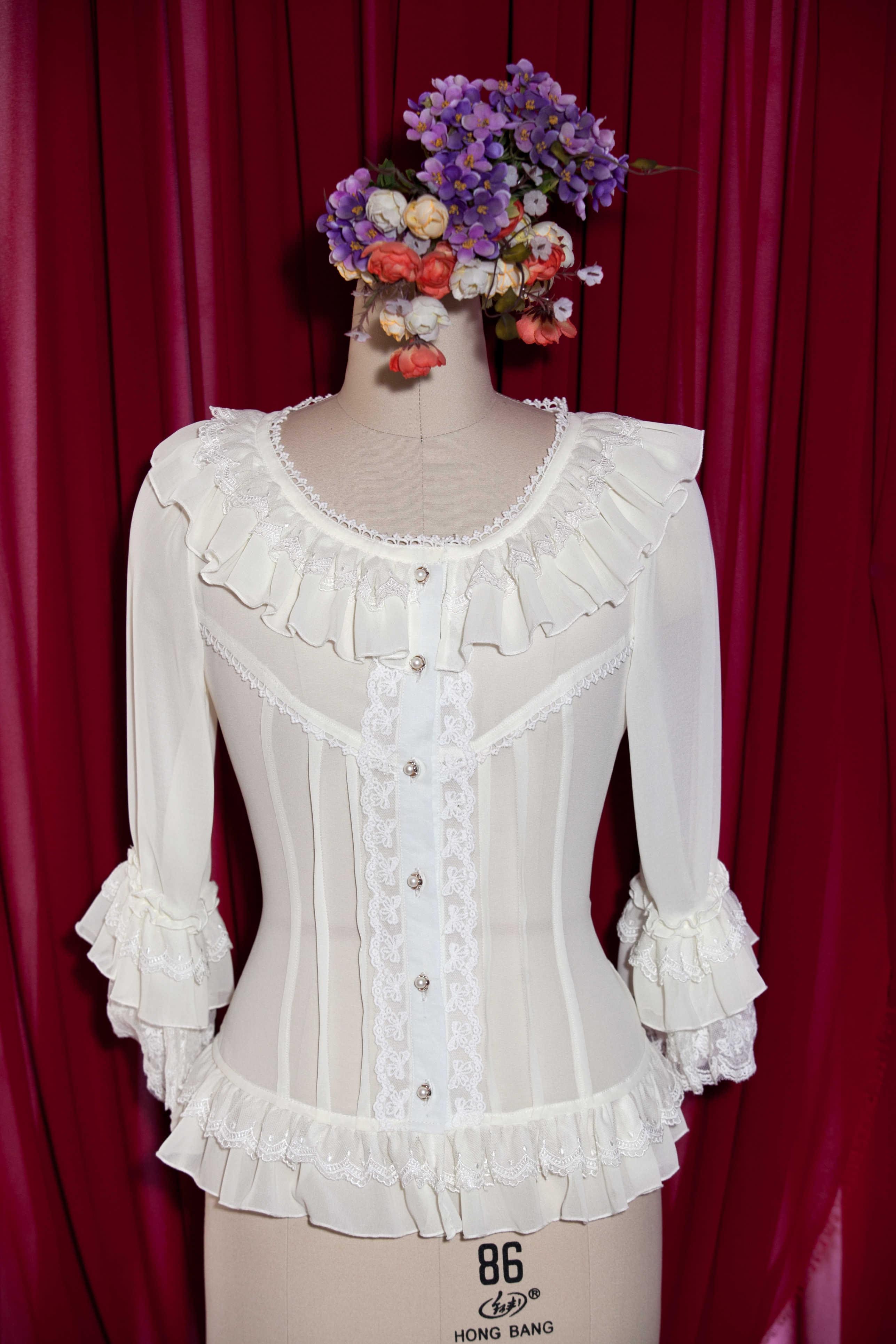 High-end Vintage Chiffon Lace Princess Slim Lolita Blouse