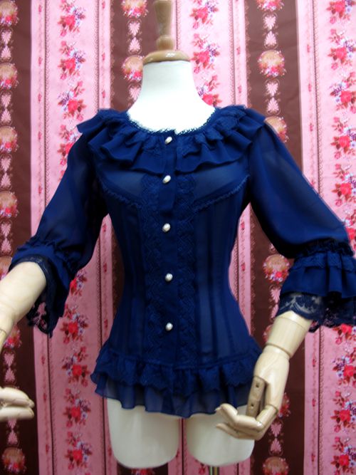 High-end Vintage Chiffon Lace Princess Slim Lolita Blouse