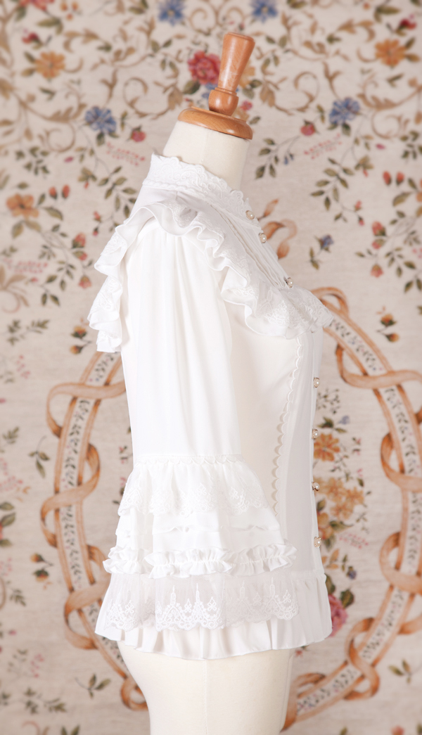 Stand Collar Chiffon Lace Slim Nine Point Sleeve Lolita Blouse