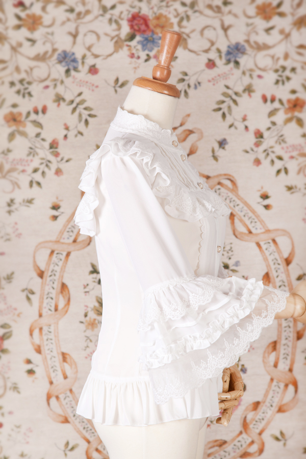 Stand Collar Chiffon Lace Slim Nine Point Sleeve Lolita Blouse