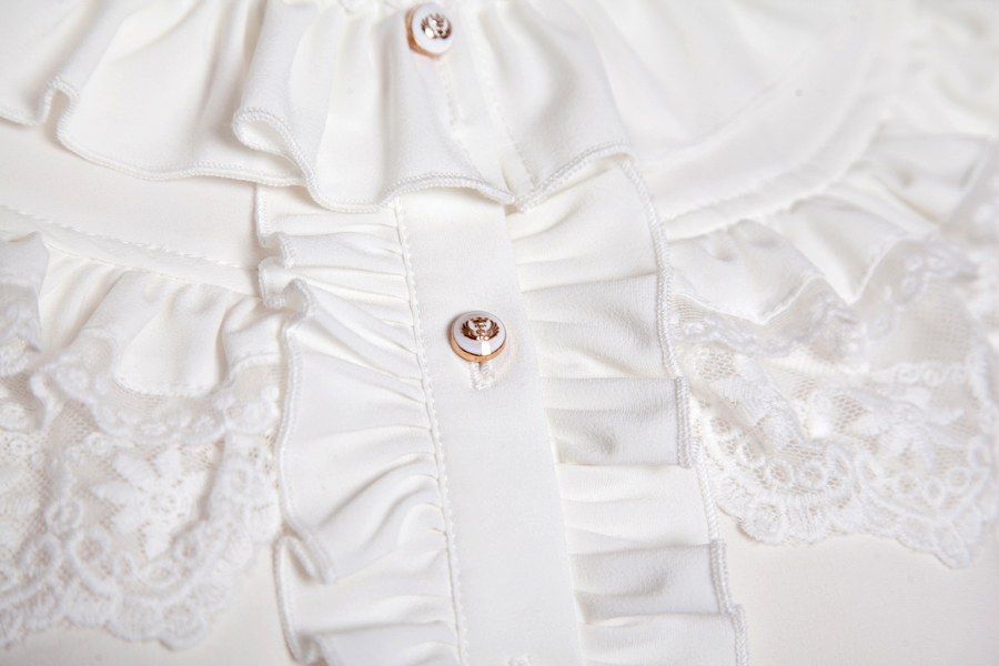 Chiffon Lace Slim Court Lotus Leaf Trumpet Sleeve Lolita Blouse