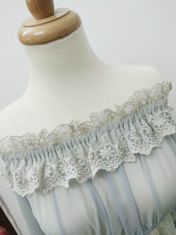 Chiffon Lace Straight Collar Half Sleeve Lolita Blouse