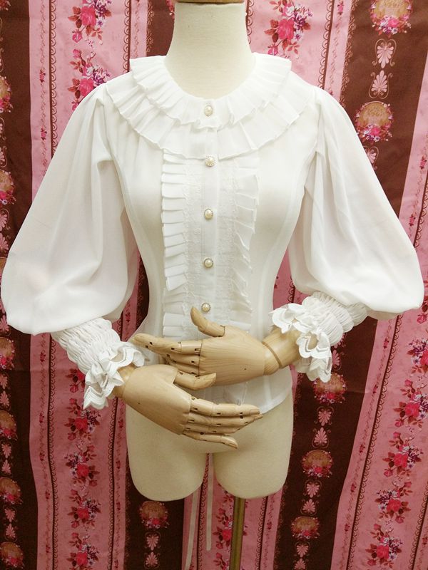 Lace Round Collar Accordion Pleat All-match Lolita Blouse