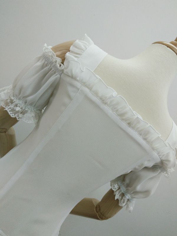 Chiffon Lace Straight Collar Short Sleeve Lolita Blouse