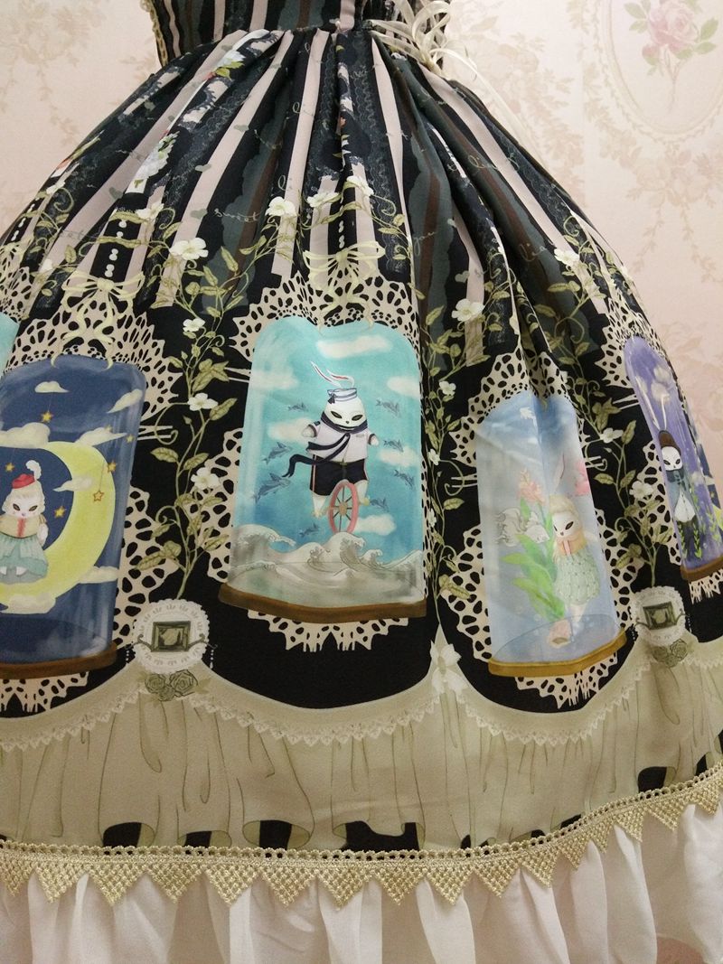 Chiffon Crystal Rabbit Printing Cardigan Lolita Dress