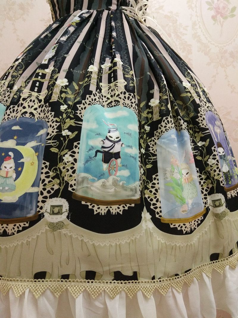 Chiffon Crystal Rabbit Printing Cardigan Lolita Dress