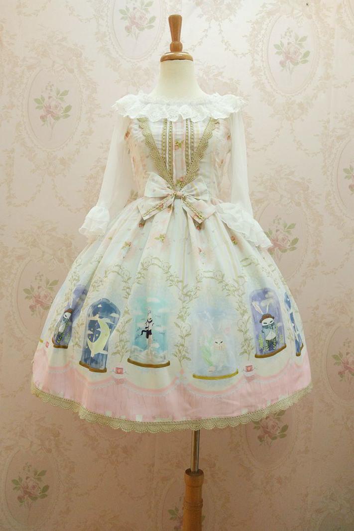 Chiffon Crystal Rabbit Printing Lolita JSK