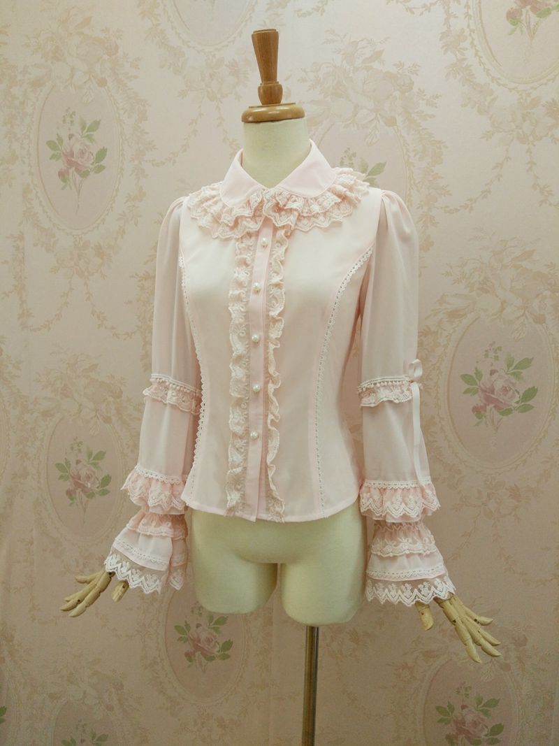 Gorgeous Lotus Leaf Edge Lace Doll Collar Lolita Blouse