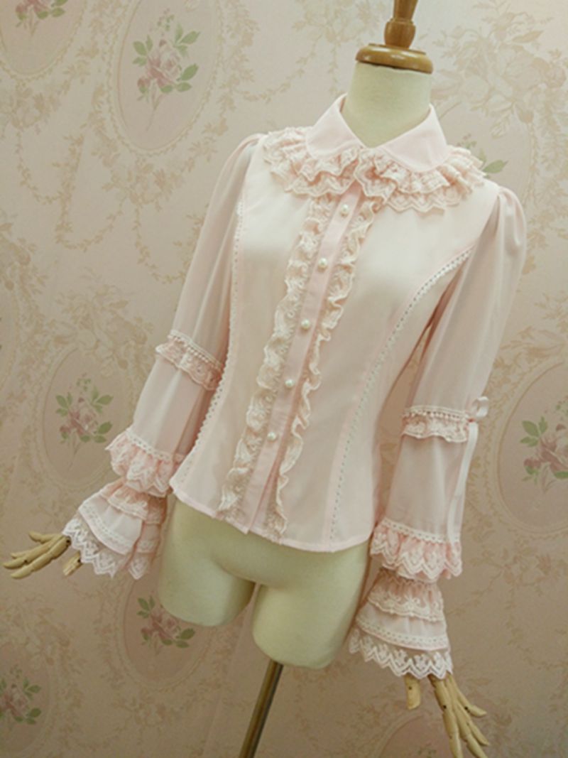 Gorgeous Lotus Leaf Edge Lace Doll Collar Lolita Blouse