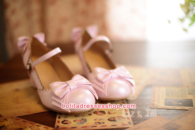 Double Bow PU Lolita Shoes