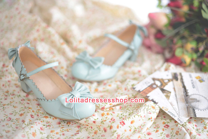 Double Bow PU Lolita Shoes