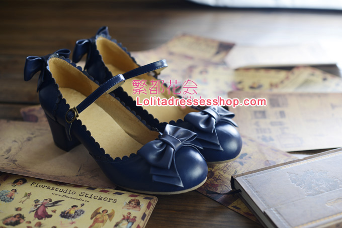 Double Bow PU Lolita Shoes