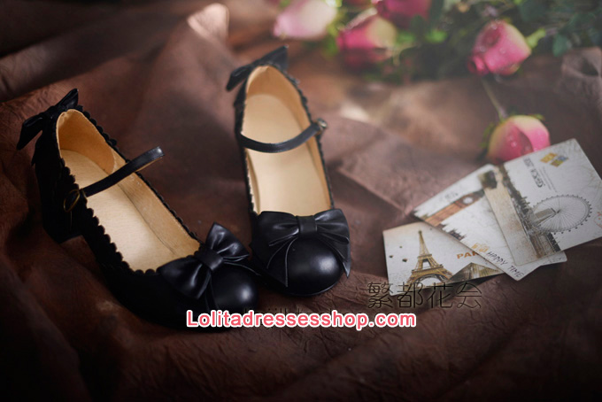Double Bow PU Lolita Shoes