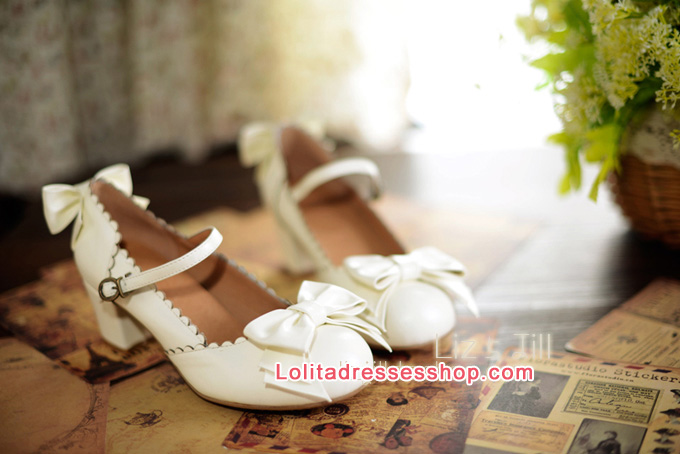 Double Bow PU Lolita Shoes