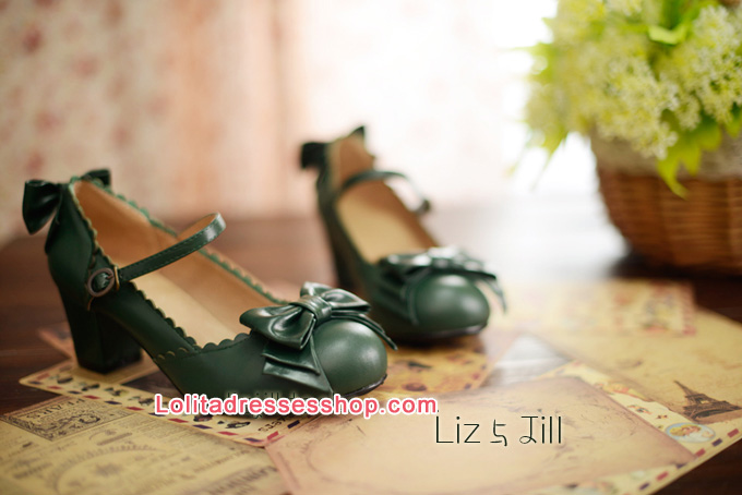 Double Bow PU Lolita Shoes