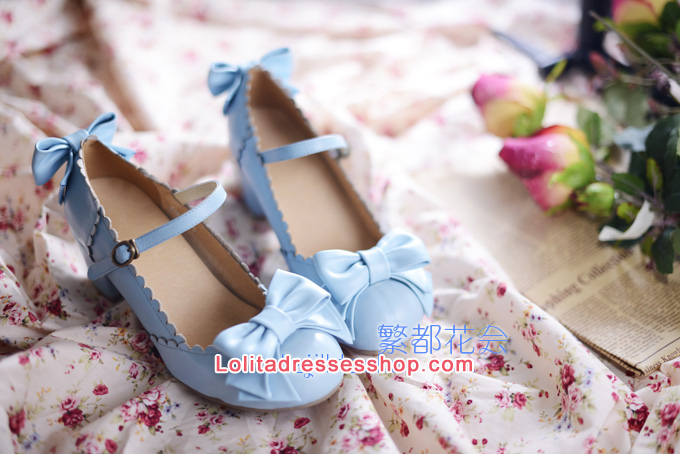 Double Bow PU Lolita Shoes