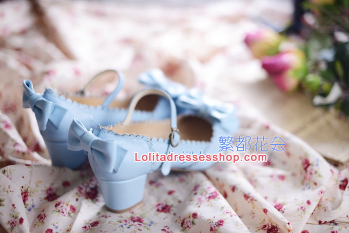 Double Bow PU Lolita Shoes