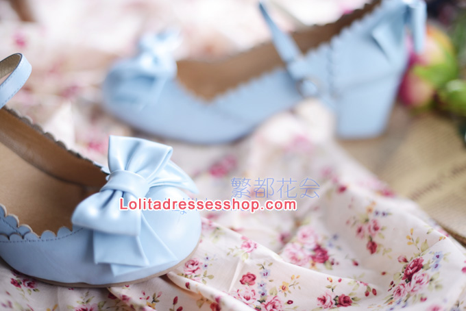 Double Bow PU Lolita Shoes